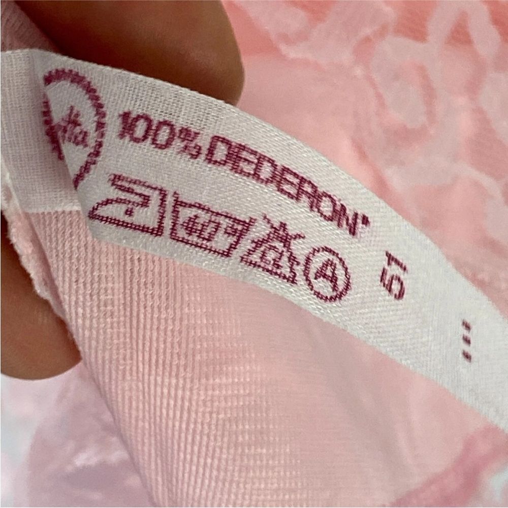 🎀Vintage Deadstock🎀 Elegant Baby Pink Lace Trim Nightie Slip Dress Chemise Lg - Picture 11 of 11